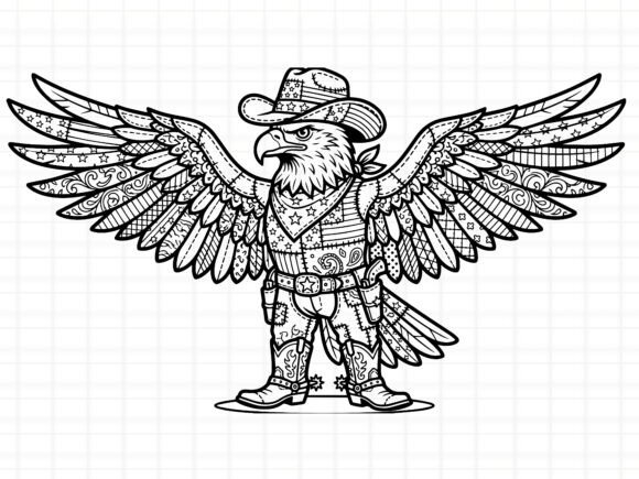 4th of July Cowboy Eagle Patchwork Graphics