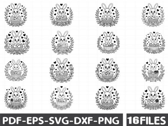 Easter Bunny Clipart Spring Floral Graphics