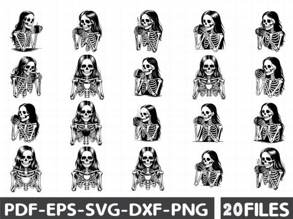Female Skeleton Coffee Graphics for Modern Editorial Design