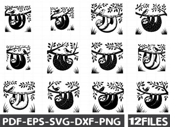 Funny Sloth Svg Vector Silhouette File Graphics