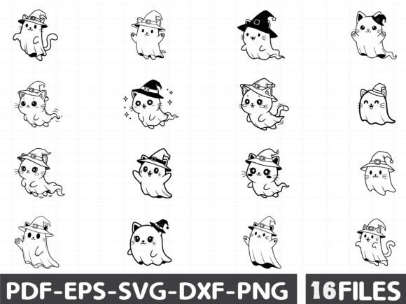 Ghost Cats Halloween Graphics