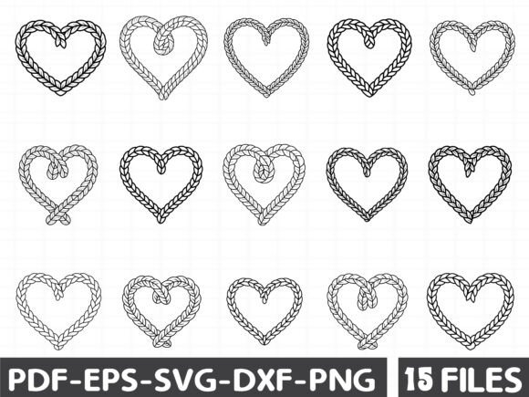Hand Drawn Rope Woven Heart Graphics for Editorial and Web Design