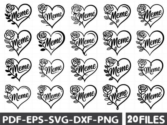 Meme Flower Heart Svg Graphics for Crafters
