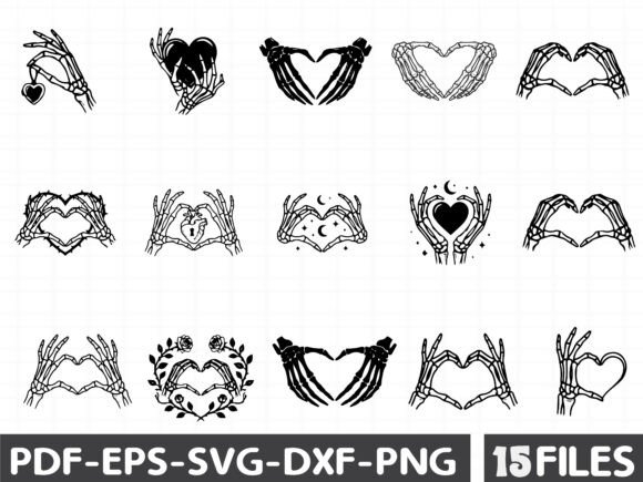Skeleton Hands Heart Graphic for Crafting