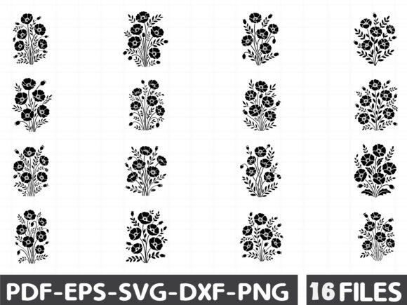 Spring Floral Bouquet Silhouette Black – A Graphic for Versatile Use