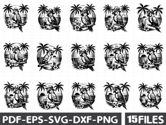 Tropical Parrot Heart SVG for Graphics and Illustrations